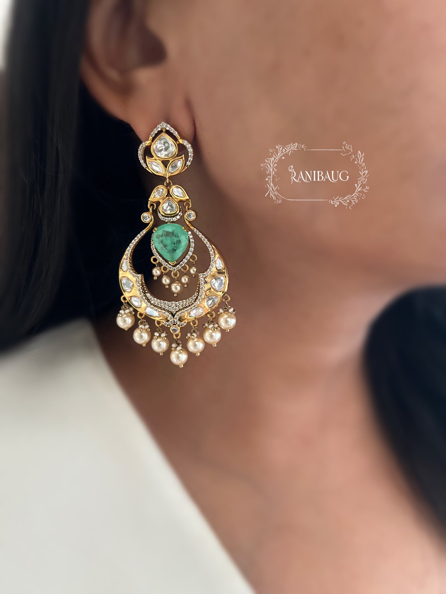 Shanaya Polki Kundan Enamel Chandbali By Ranibaug
