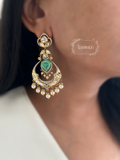 Shanaya Polki Kundan Enamel Chandbali By Ranibaug