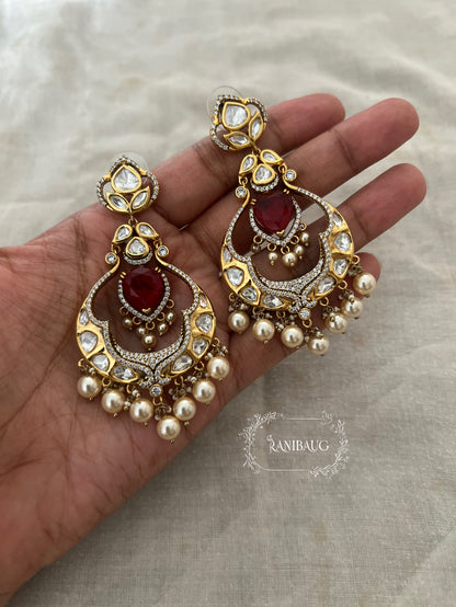 Shanaya Polki Kundan Enamel Chandbali By Ranibaug