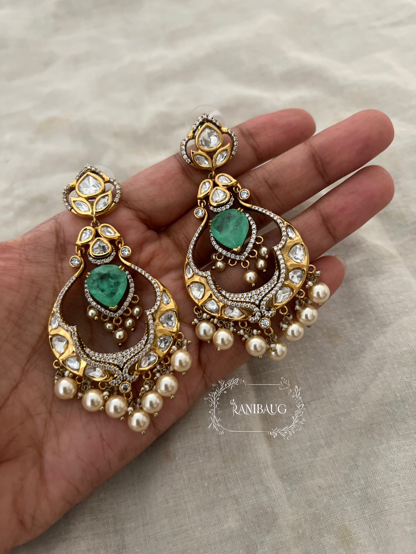 Shanaya Polki Kundan Enamel Chandbali By Ranibaug