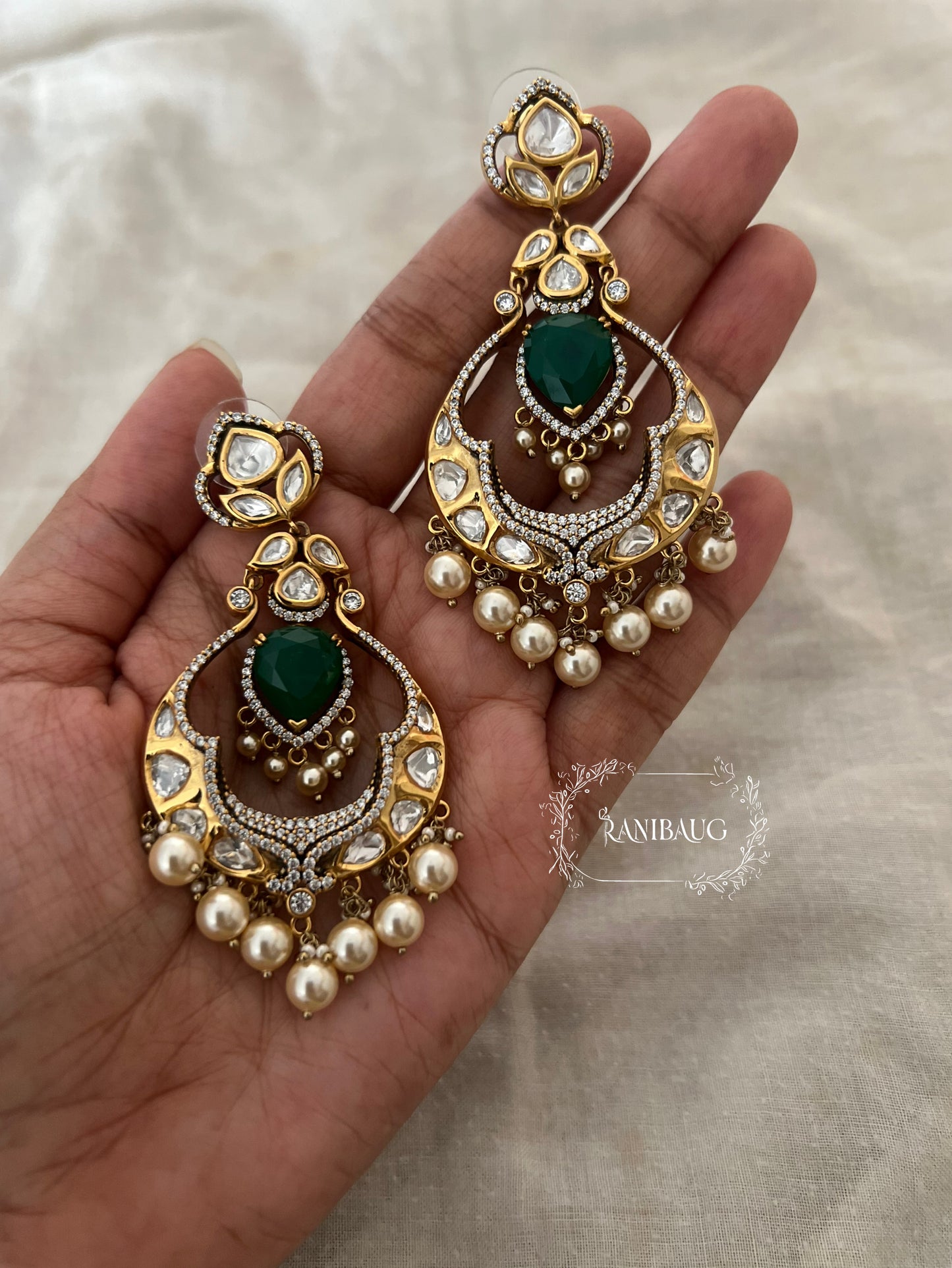 Shanaya Polki Kundan Enamel Chandbali By Ranibaug