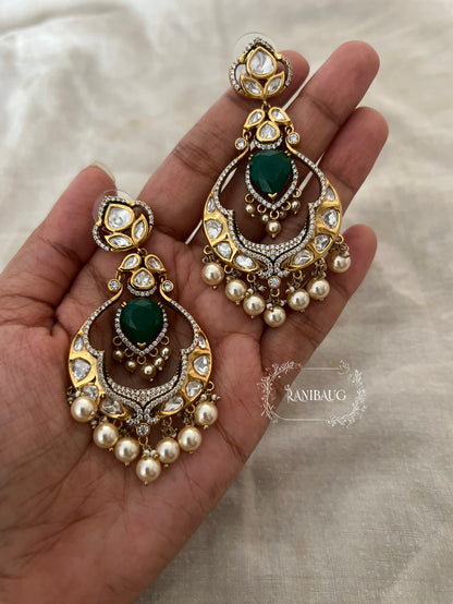 Shanaya Polki Kundan Enamel Chandbali By Ranibaug