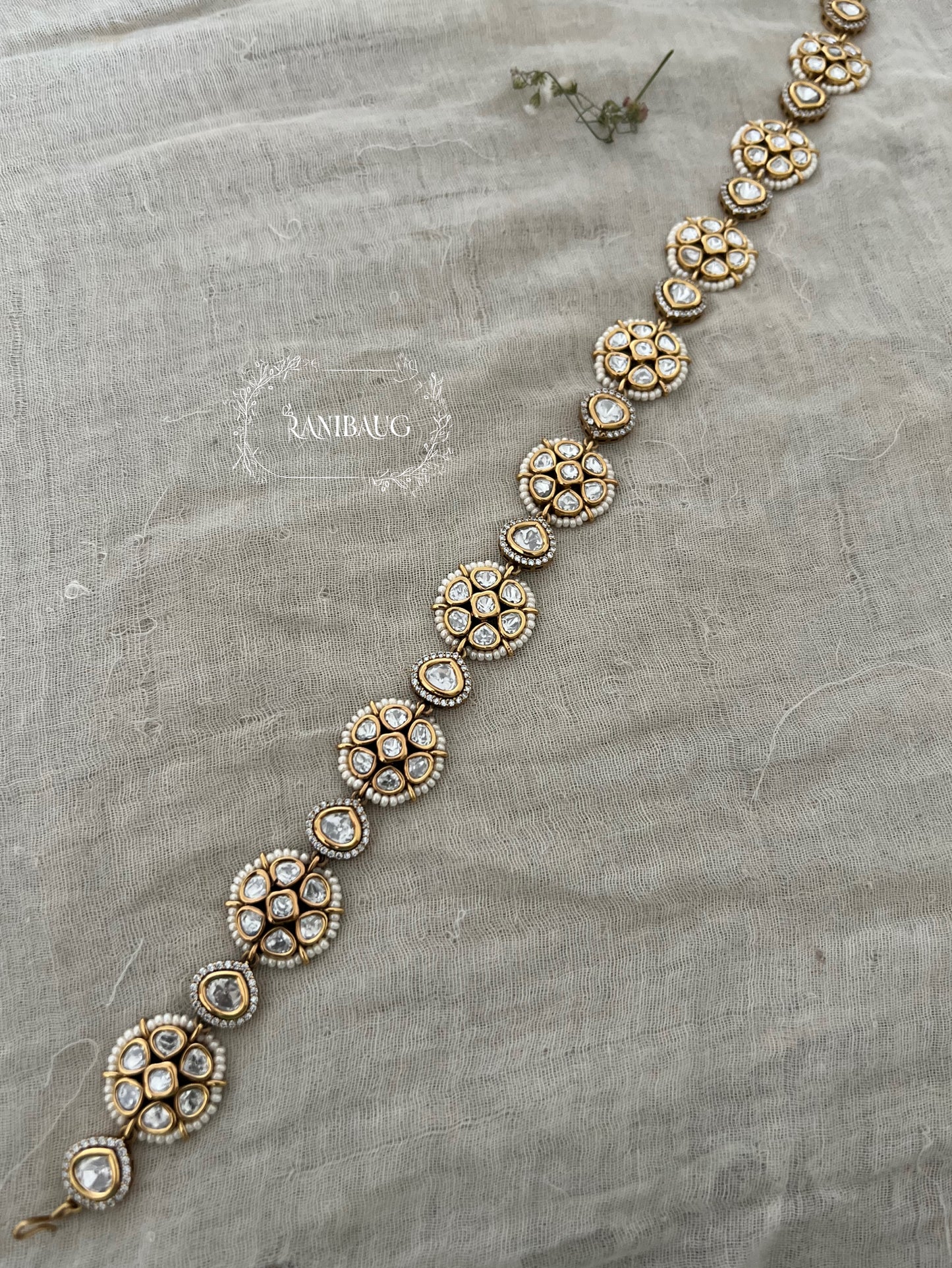 Sharvani Victorian Floral Motif Polki Kundan Sheeshpatti By Ranibaug