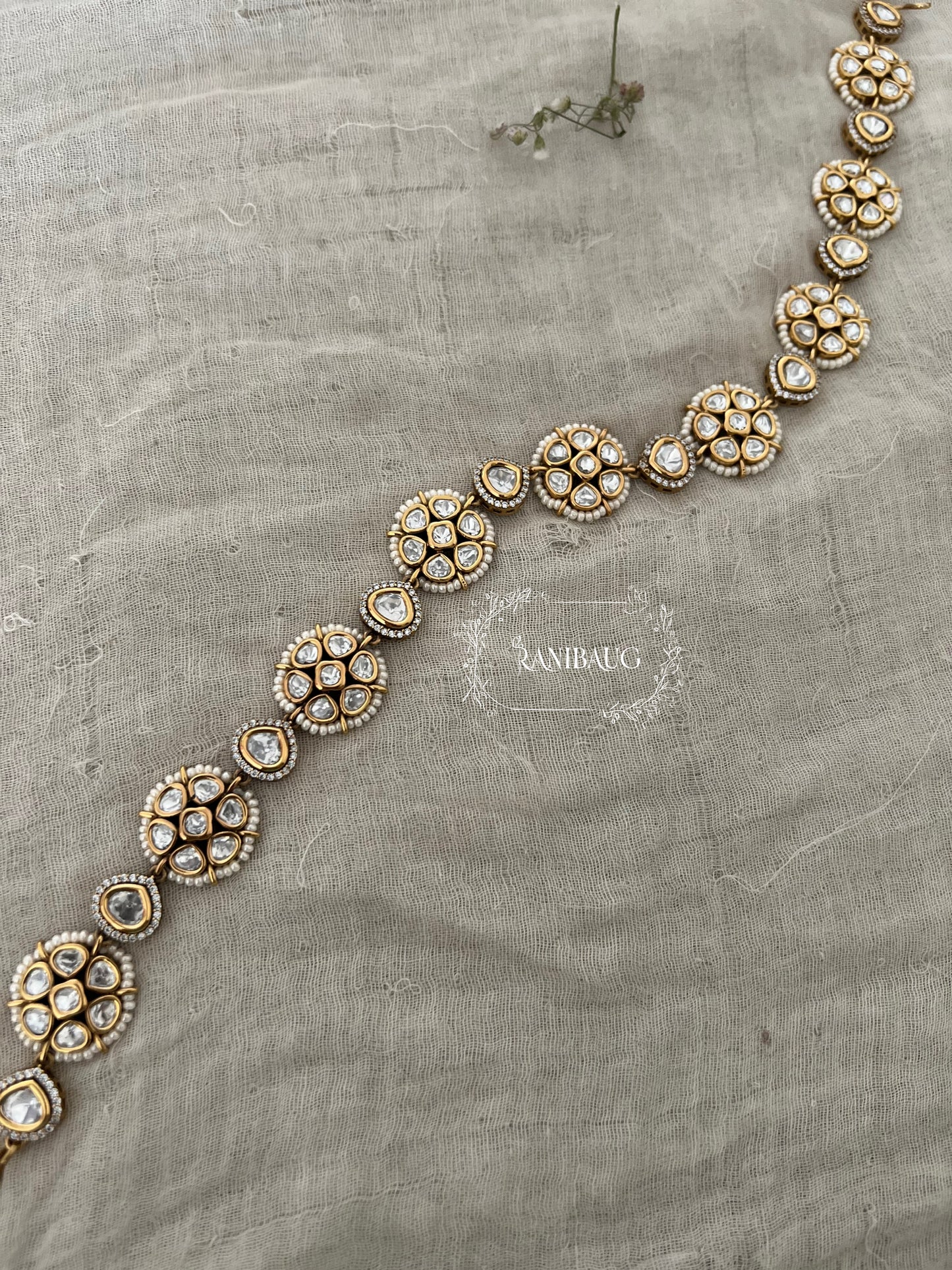 Sharvani Victorian Floral Motif Polki Kundan Sheeshpatti By Ranibaug