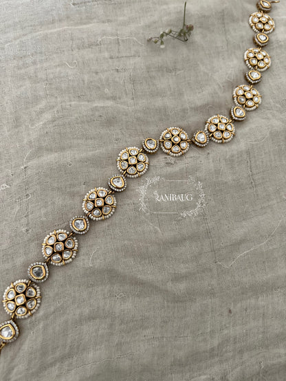Sharvani Victorian Floral Motif Polki Kundan Sheeshpatti By Ranibaug