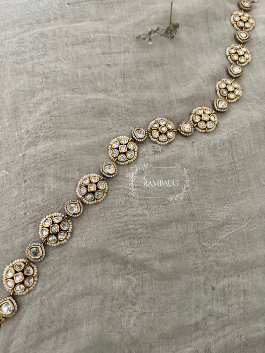 Sharvani Victorian Floral Motif Polki Kundan Sheeshpatti By Ranibaug