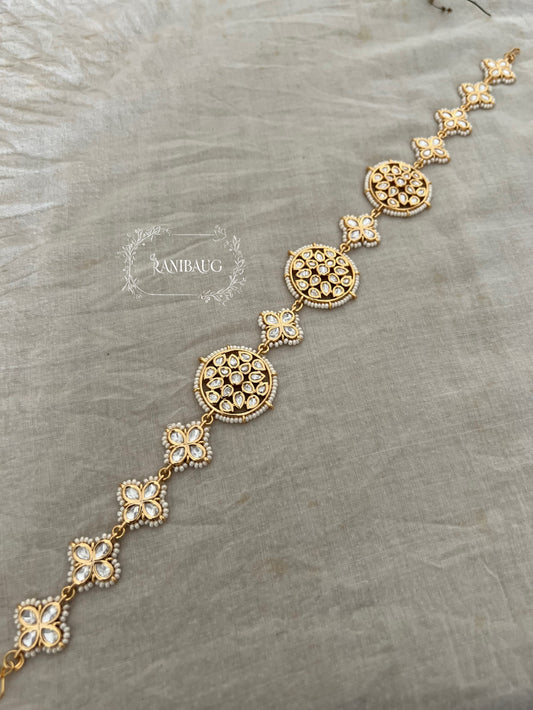 Sharvari Modern Yet Simple Gold Kundan Sheesh Patti By Ranibaug