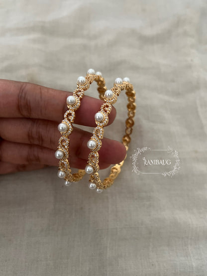 Sharvari Pearl Grace Diamond Bangles By Ranibaug