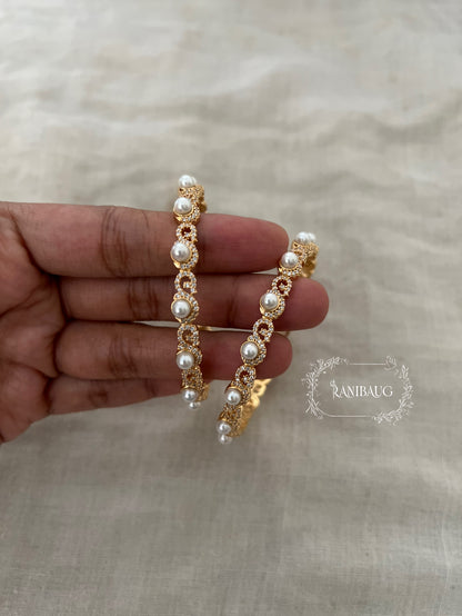 Sharvari Pearl Grace Diamond Bangles By Ranibaug