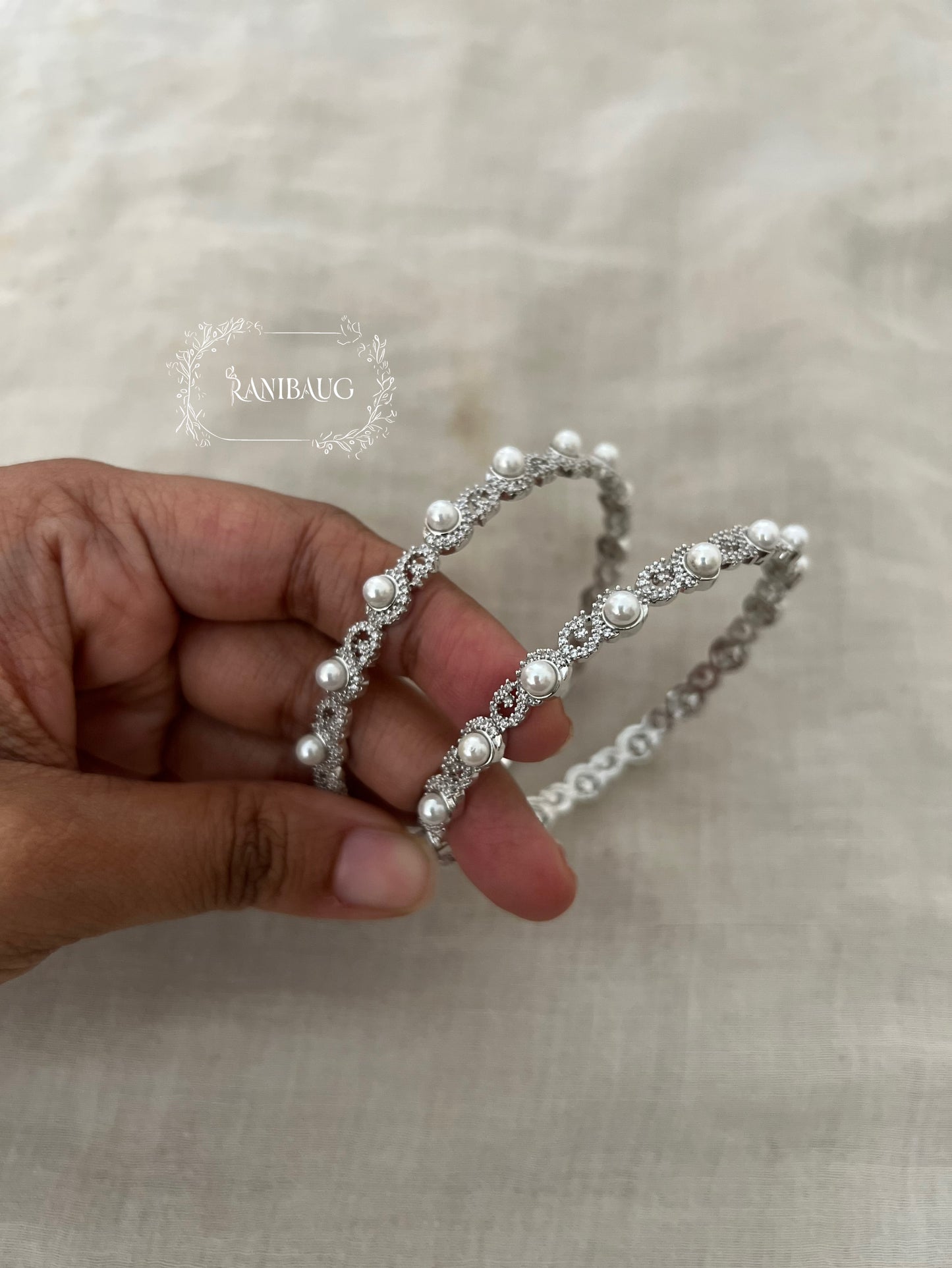 Sharvari Pearl Grace Diamond Bangles By Ranibaug