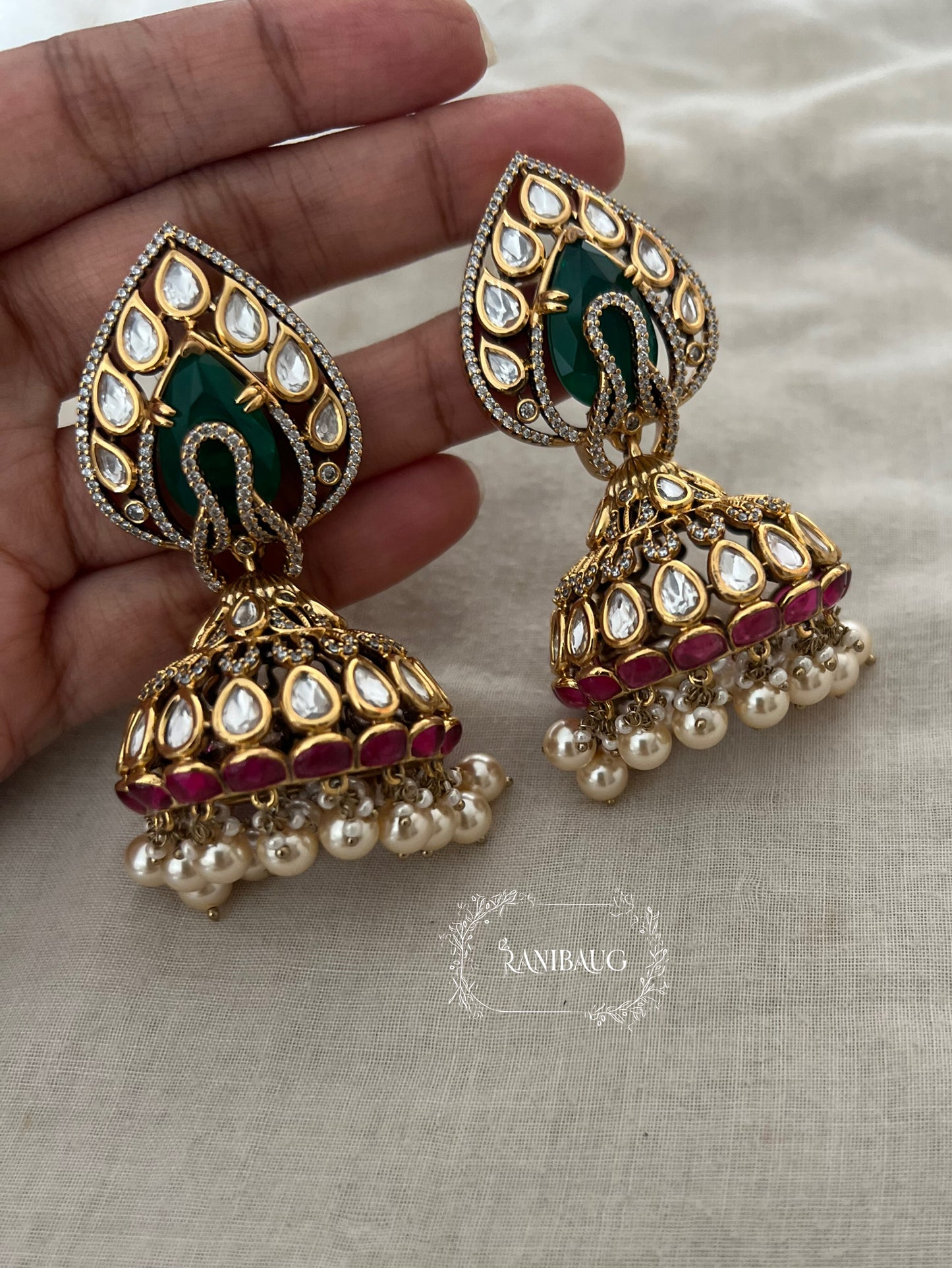 Sheetal Mossainite Victorian Jhumka By Ranibaug