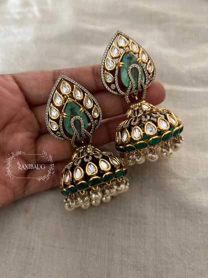 Sheetal Mossainite Victorian Jhumka By Ranibaug