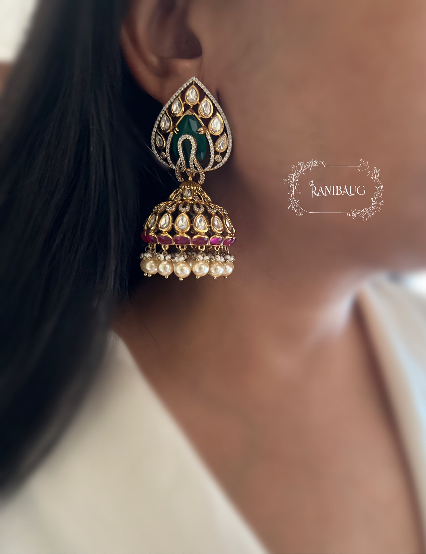 Sheetal Mossainite Victorian Jhumka By Ranibaug