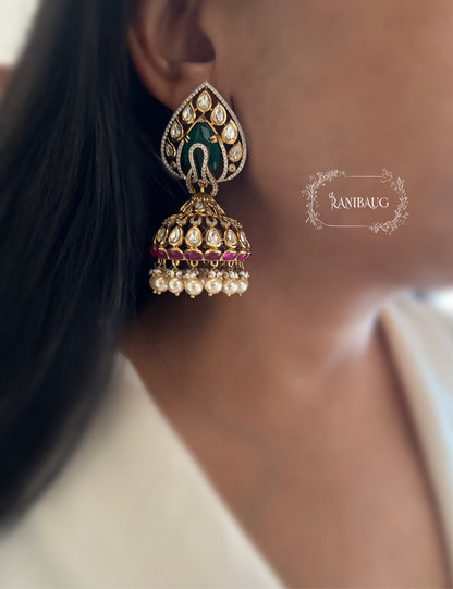Sheetal Mossainite Victorian Jhumka By Ranibaug