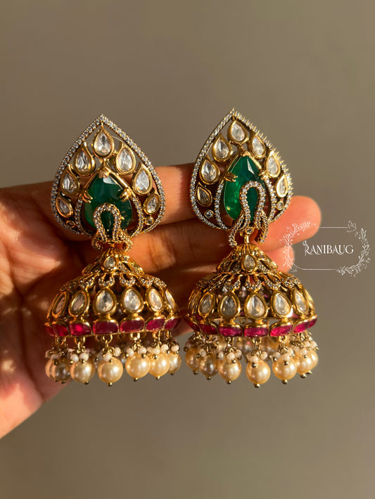 Sheetal Mossainite Victorian Jhumka By Ranibaug