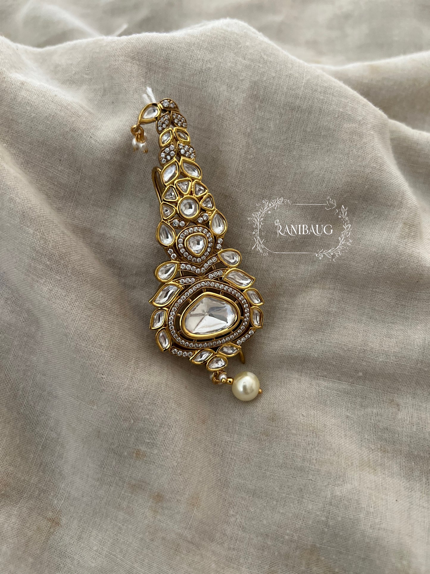 Shiv Gold Mossainite Kalgi For Men By Ranibaug | Indian Wedding Groom Kalgi