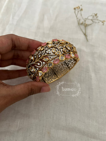 Shivalika Leaf Gold Vines Polki Cluster Royal Bracelet Festive Accessory For Wrist By Ranibaug