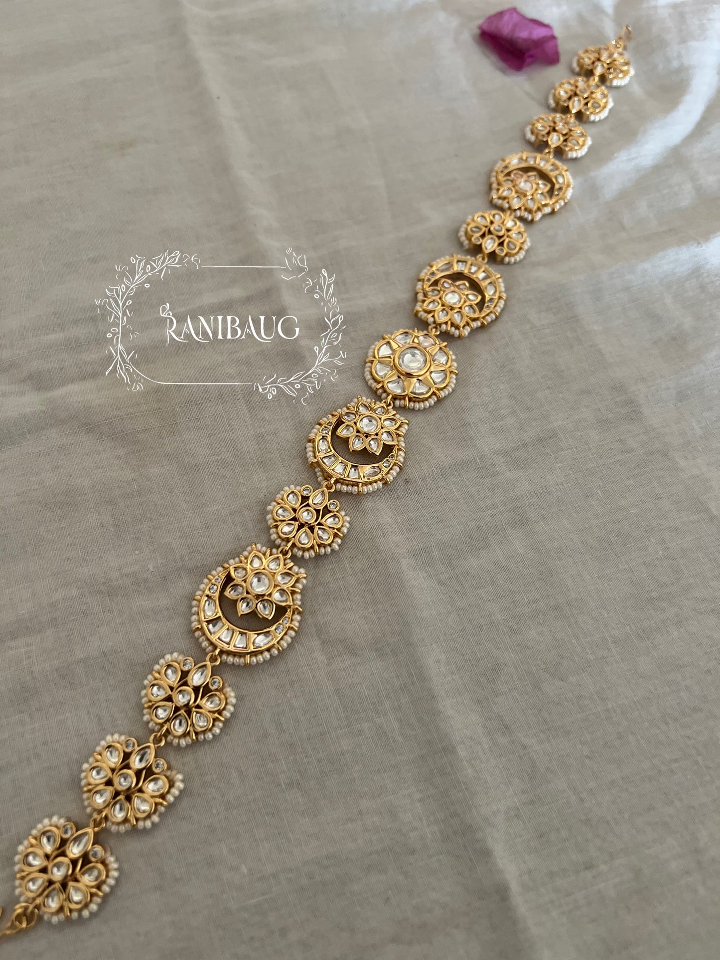 Shivania Premium Artificial Gold Finish Chand Phool Sheesh Patti By Ranibaug