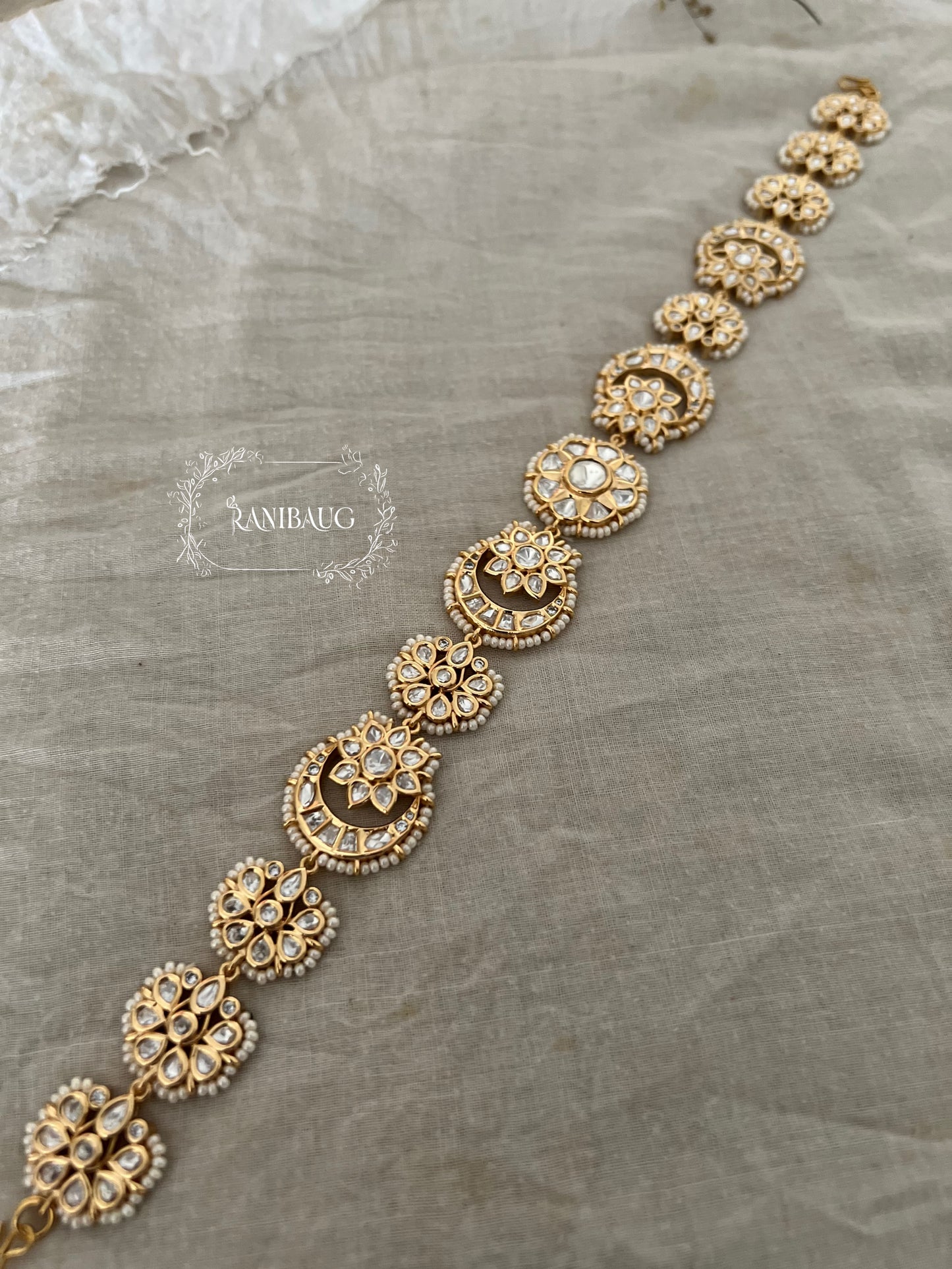 Shivania Premium Artificial Gold Finish Chand Phool Sheesh Patti By Ranibaug