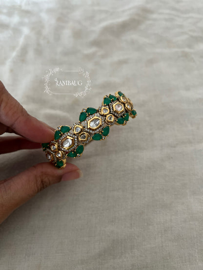 Shivika Diamond Polki Bangle Bracelet India By Ranibaug  | Gold Plated Imitation Indian Bracelets