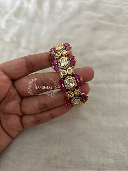 Shivika Diamond Polki Bangle Bracelet India By Ranibaug  | Gold Plated Imitation Indian Bracelets
