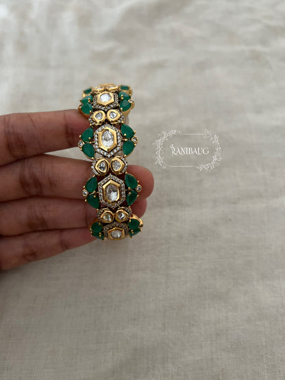 Shivika Diamond Polki Bangle Bracelet India By Ranibaug  | Gold Plated Imitation Indian Bracelets