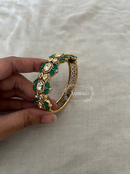 Shivika Diamond Polki Bangle Bracelet India By Ranibaug  | Gold Plated Imitation Indian Bracelets