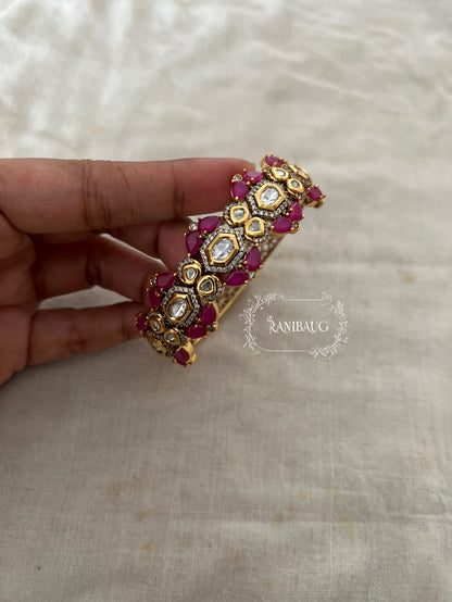 Shivika Diamond Polki Bangle Bracelet India By Ranibaug  | Gold Plated Imitation Indian Bracelets