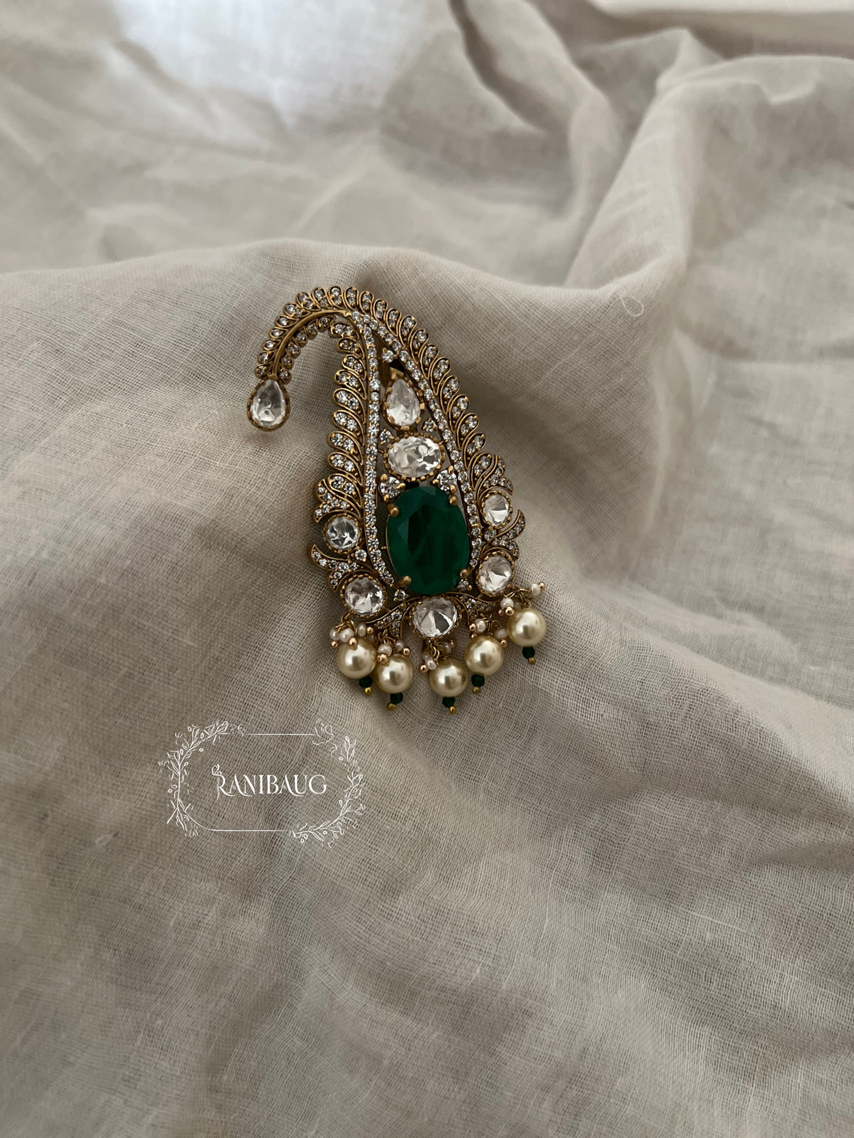 Shivraj Emerald Ruby Stone Kundan Kalgi Jewelry By Ranibaug