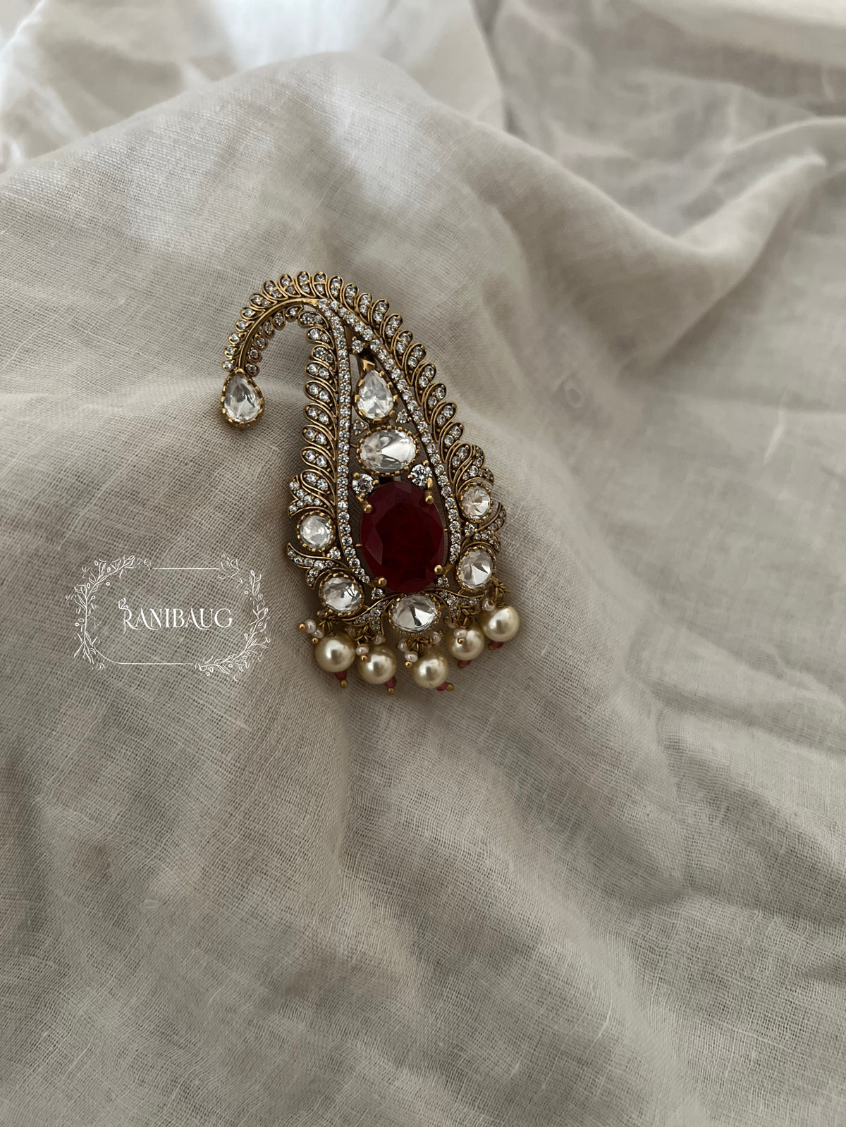 Shivraj Emerald Ruby Stone Kundan Kalgi Jewelry By Ranibaug