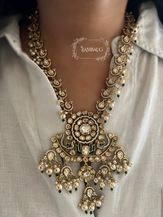 Shobhika Heavy Polki Kundan Studded Designer Bridal Jewelry Long Necklace In Rich Gold Finish By Ranibaug | 2026 Jewelry Trends
