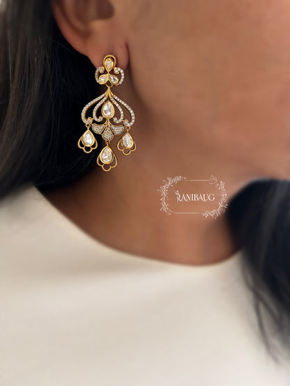 Shravya Teardrop Polki Victorian Princess Danglers By Ranibaug