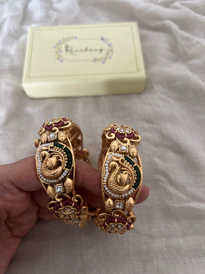 Shravya Unique Design Gold Charm Bangle By Ranibaug
