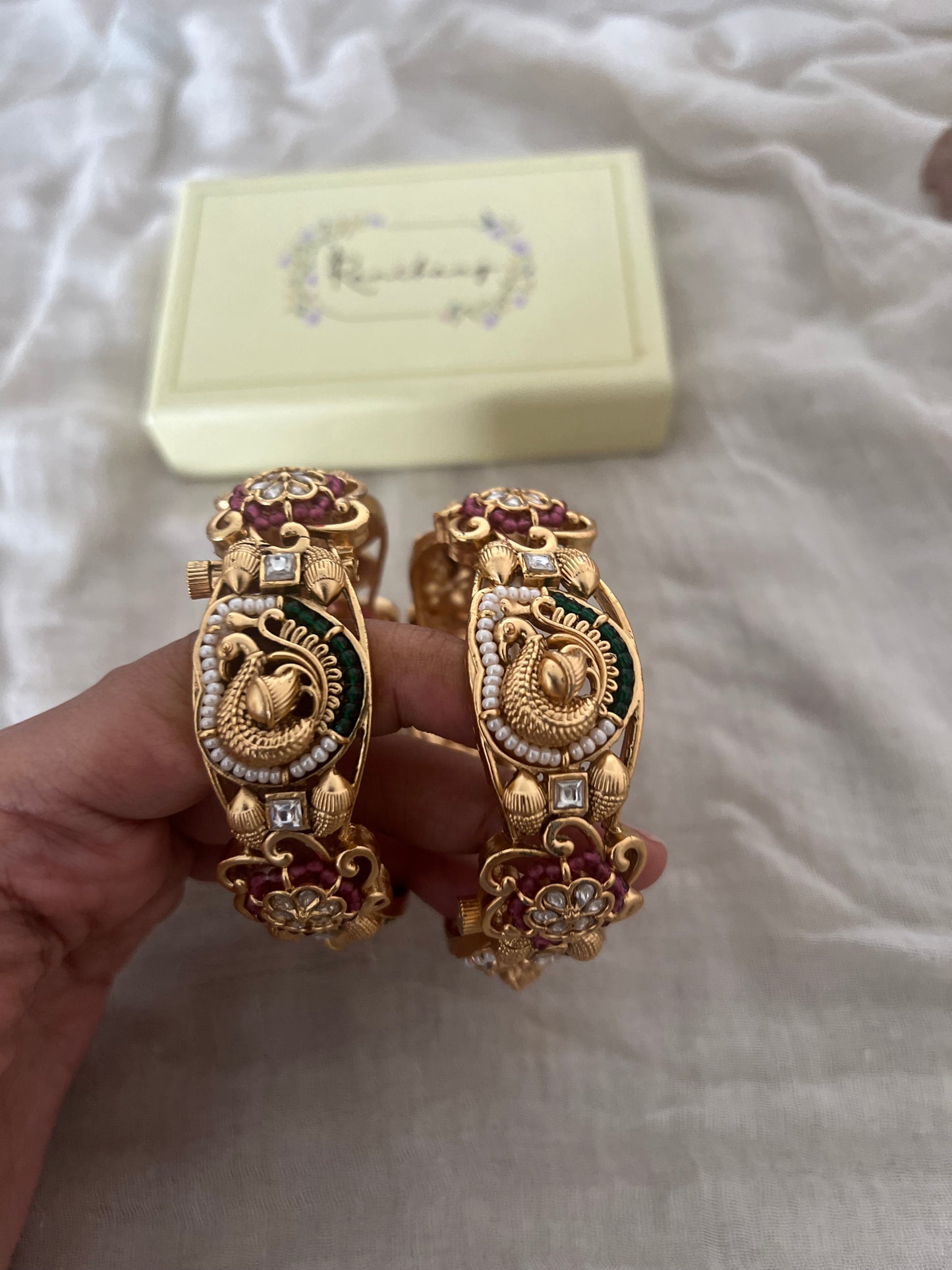 Shravya Unique Design Gold Charm Bangle By Ranibaug