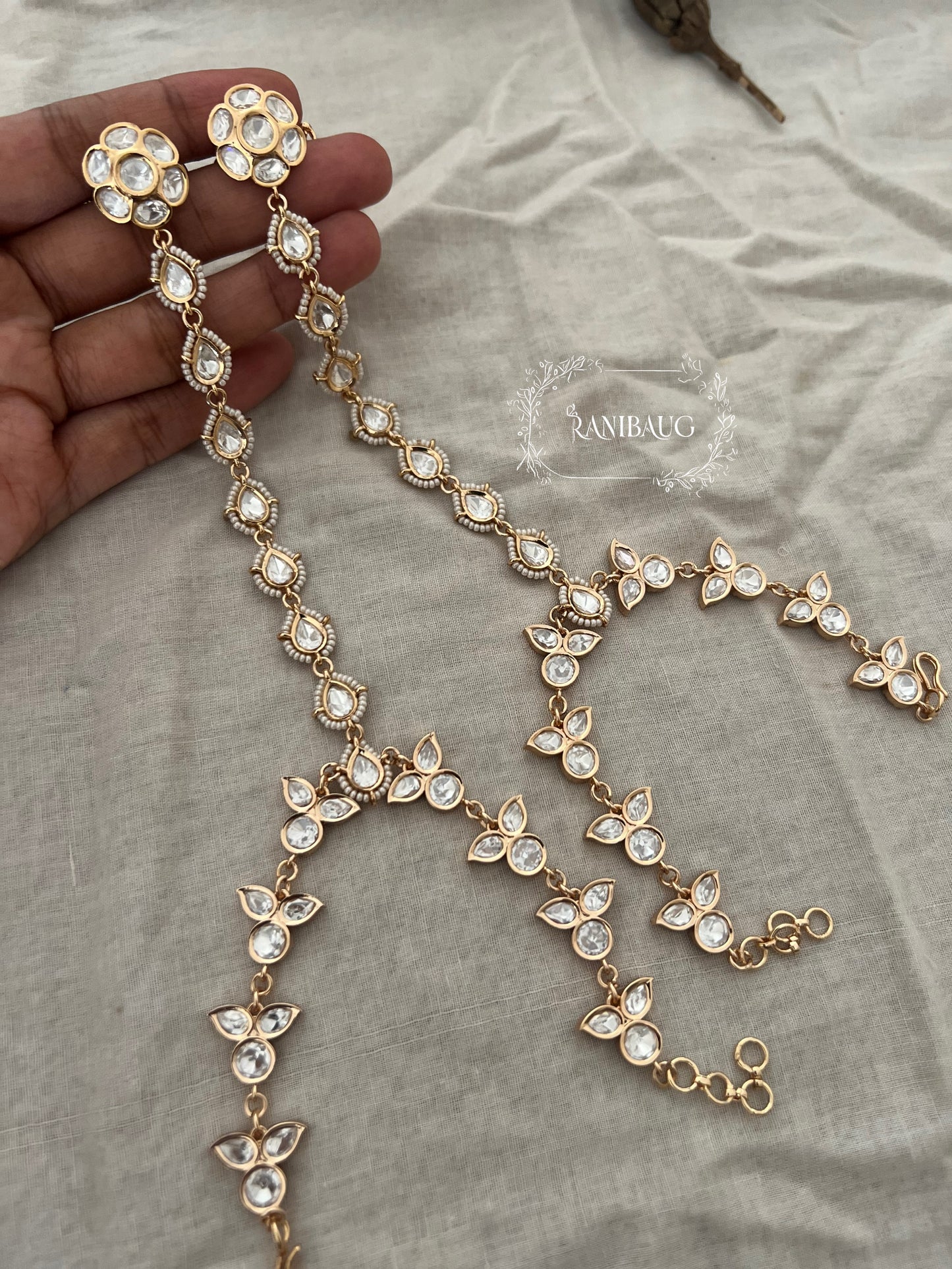 Shreeja Kundan Gold Plated Festive Haathphool | Ranibaug