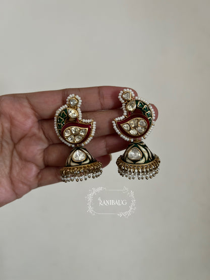 Shrenuka Kundan Moti Jadau Inspired Peacock Chocker Necklace | A Statement Jewelry Piece By Ranibaug