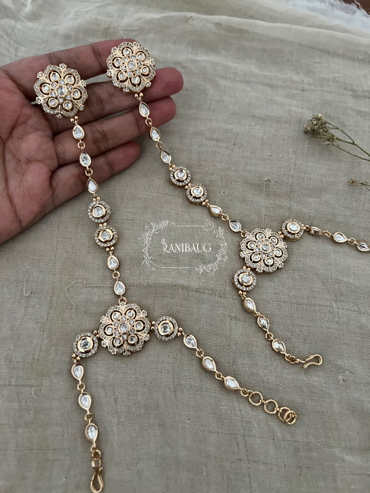 Shreya Mossainite Polki Victorian Haathphool | Ranibaug