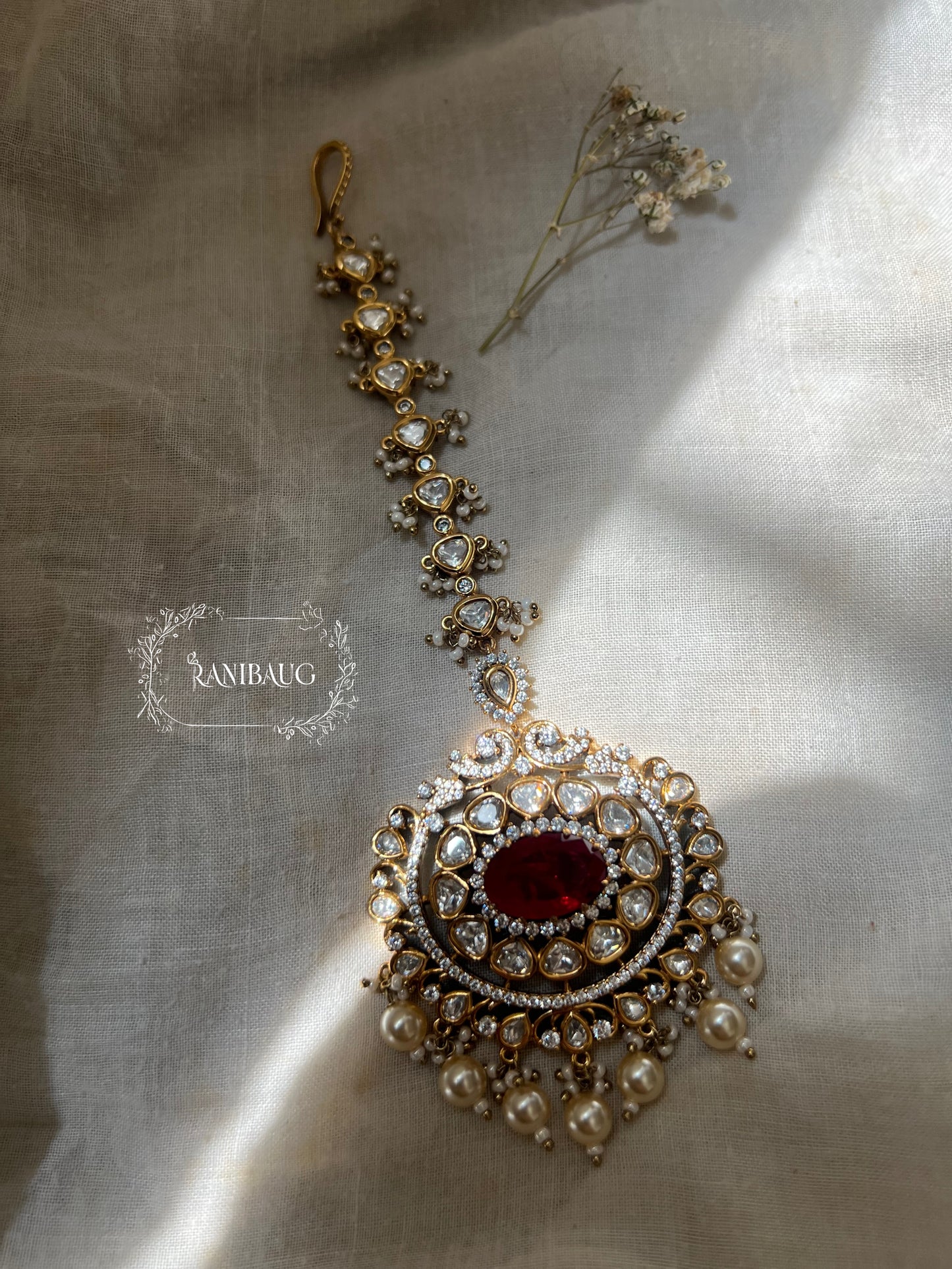 Himakshi Vintage Victorian Finish Mossainite Maang Tikka By Ranibaug