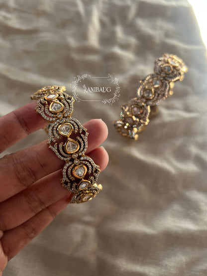 Shreyashree Victorian Finish Polki Studded Designer Bangle By Ranibaug