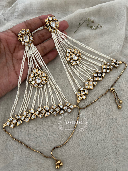 Shreyasi Indian Gold Kundan And Pearl Haathphool Hathpan | Ranibaug