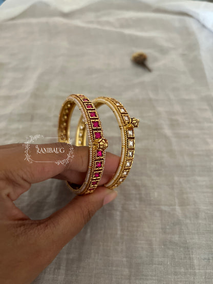 Shriya Kundan Set Bangles In Premium Gold Finish By Ranibaug