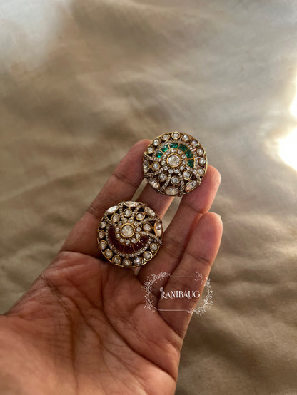 Shriya Polki Round Shape Premium Gold Finish Indian Ring Jewelry By Ranibaug