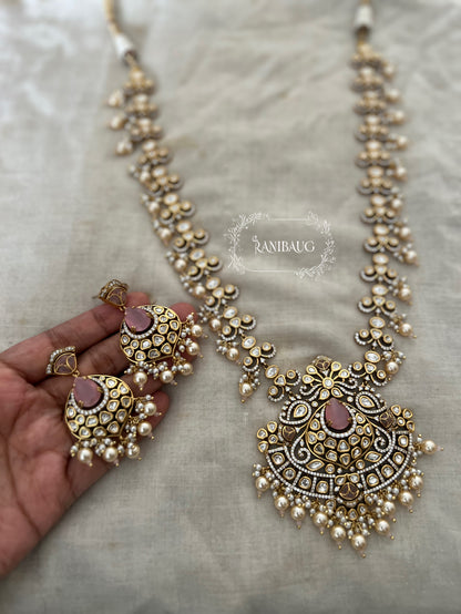 Shubha Traditional Indian Polki Kundan Pearl Beaded Heavy Long Necklace Set For Wedding By Ranibaug