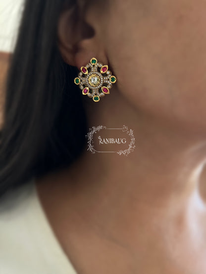 Shubhi Royal Blossom Kundan Ear Studs Festive Jewelry By Ranibaug