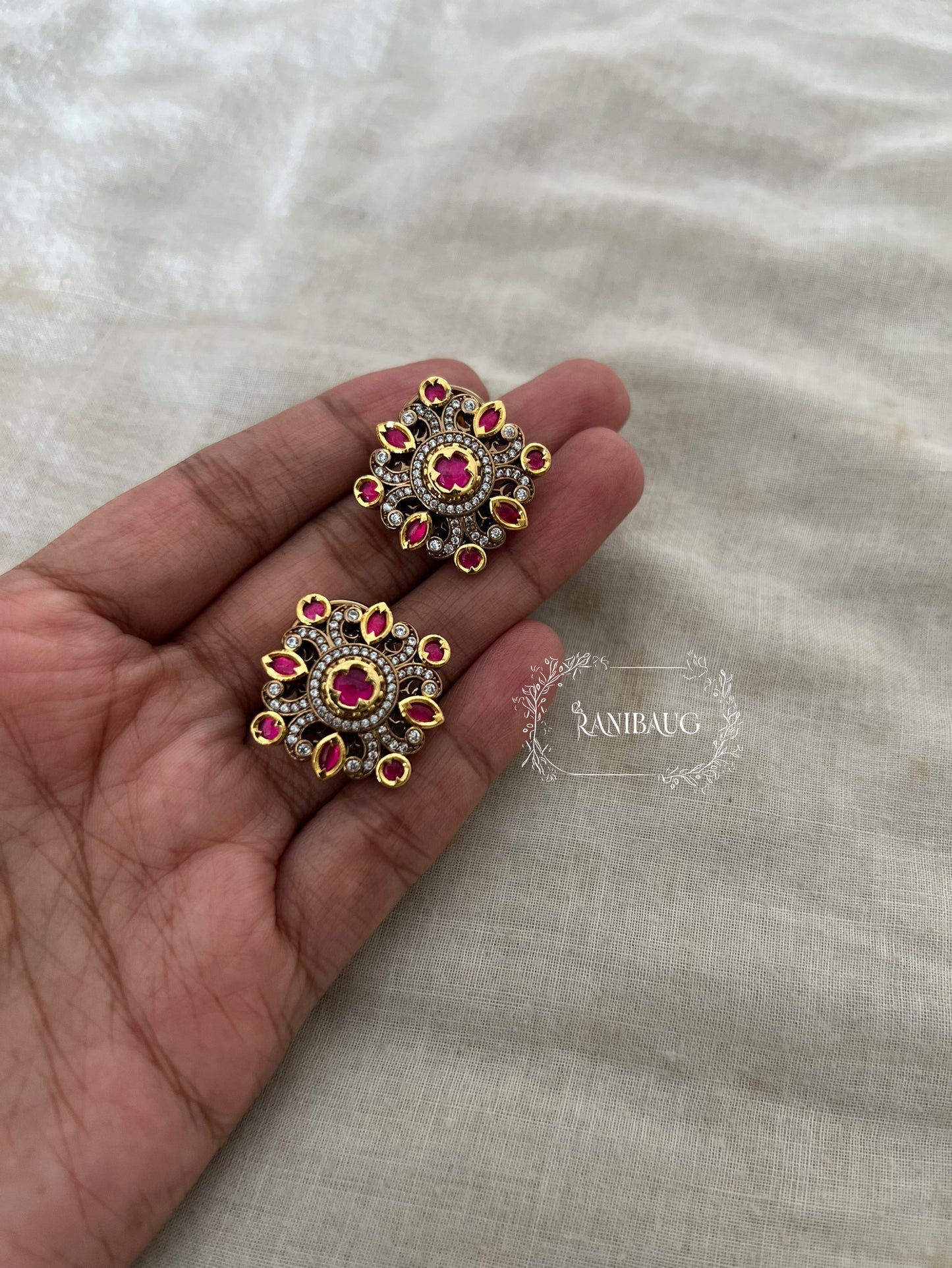 Shubhi Royal Blossom Kundan Ear Studs Festive Jewelry By Ranibaug