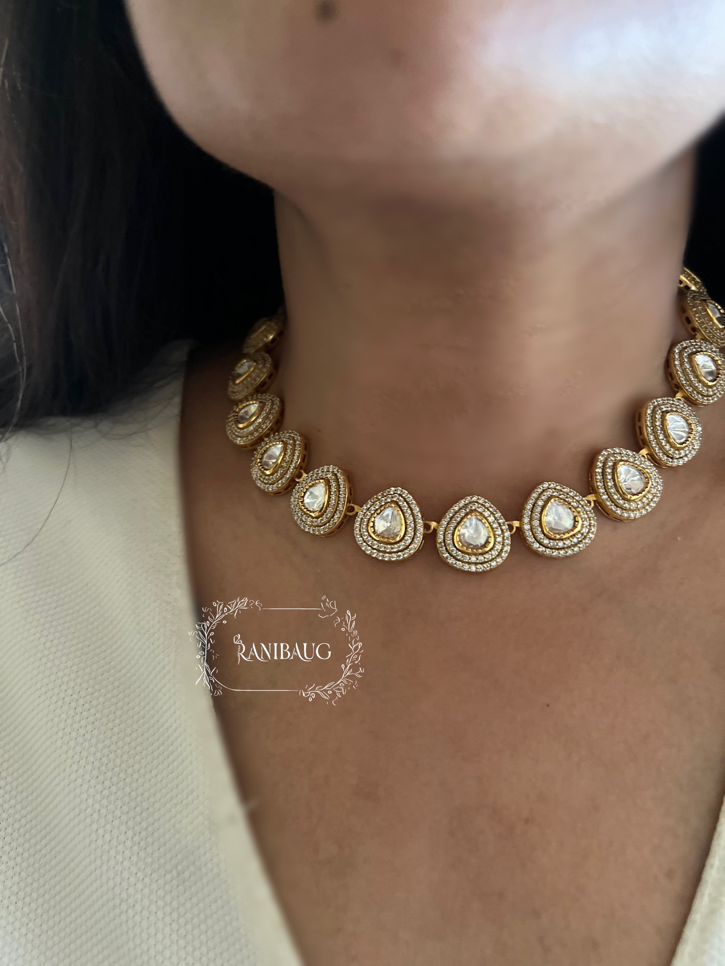 Simmi Minimal Single Polki Round Jewellery Set By Ranibaug