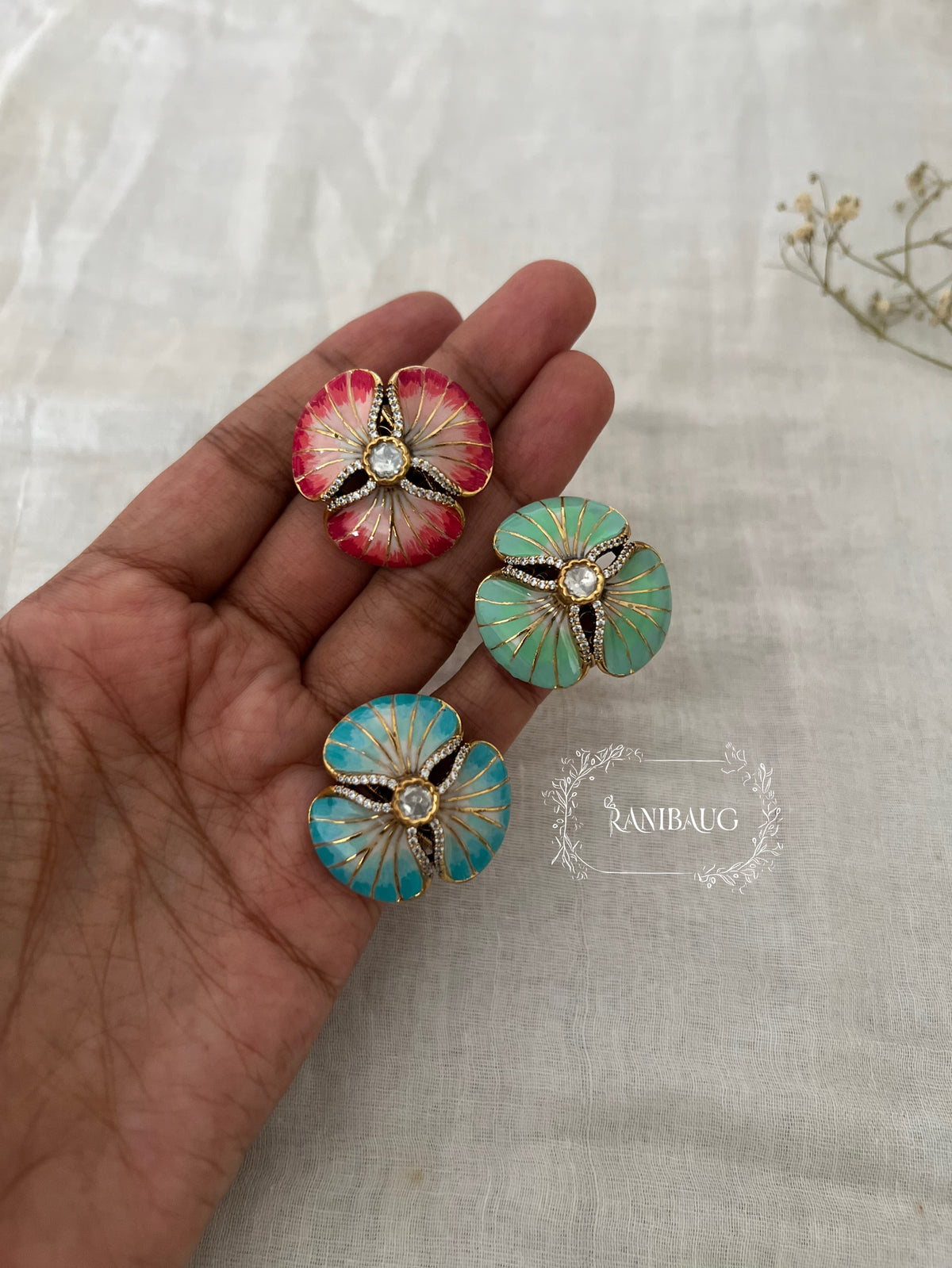 Snehal Unique Pastel Flower Multicolor Designer Ring By Ranibaug