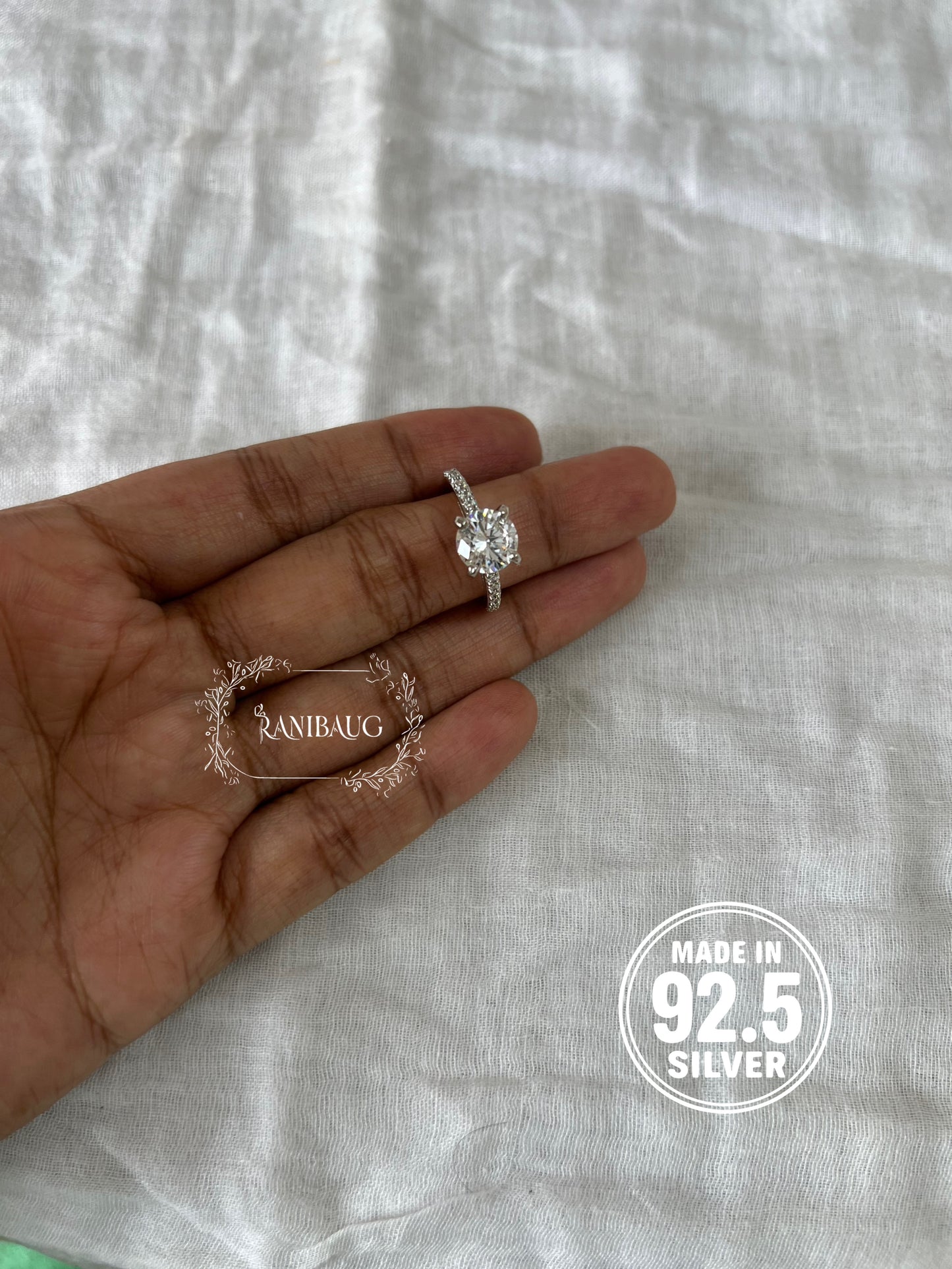 Solene Solitaire Rich 92.5 Silver Ring Jewellery By Ranibaug