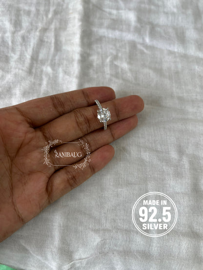 Solene Solitaire Rich 92.5 Silver Ring Jewellery By Ranibaug
