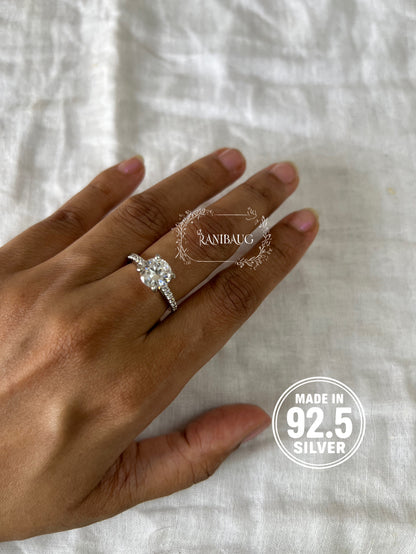 Solene Solitaire Rich 92.5 Silver Ring Jewellery By Ranibaug
